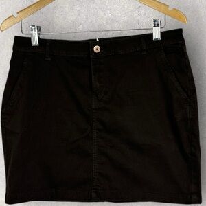 H&M Brown Mini Skirt Womens Size 10 Stretch‎ Zipper Fly Bohemian Pockets Boho